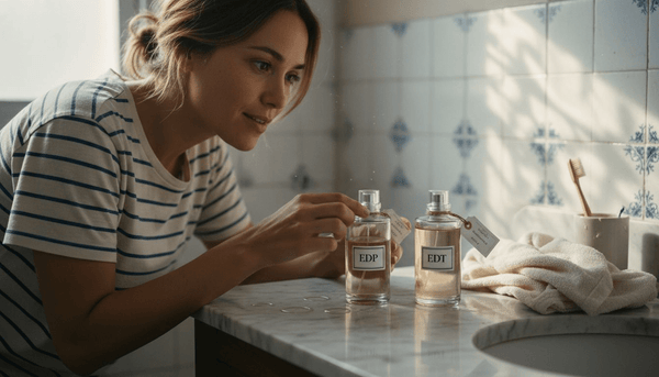 EDP and EDT perfume bottles comparison scene