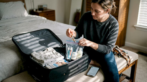 Packing travel perfume into airport security bag