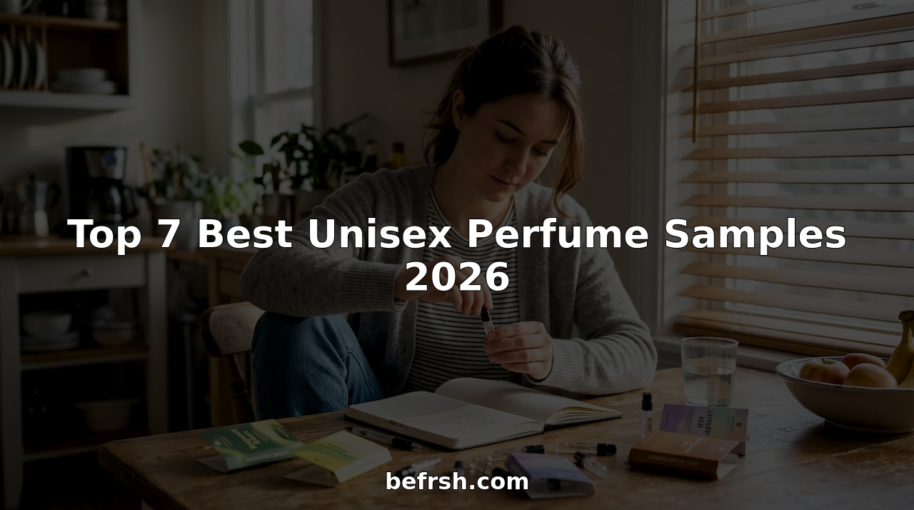 Person opening unisex perfume sample at kitchen table
